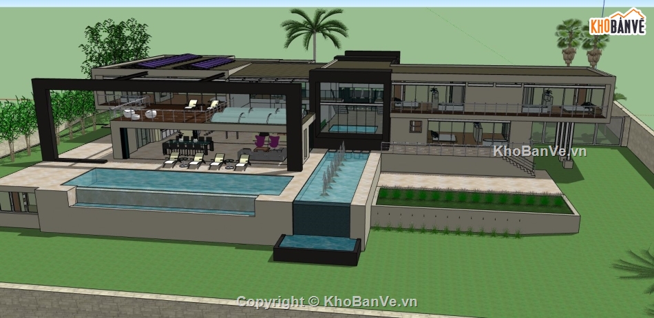 biệt thự 2 tầng,File sketchup biệt thự 2 tầng,sketchup biệt thự 2 tầng