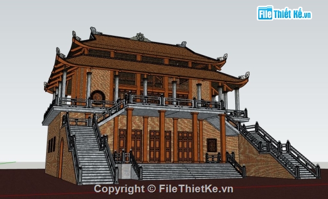 sketchup chùa,file sketchup chùa,sketchup chùa tháp