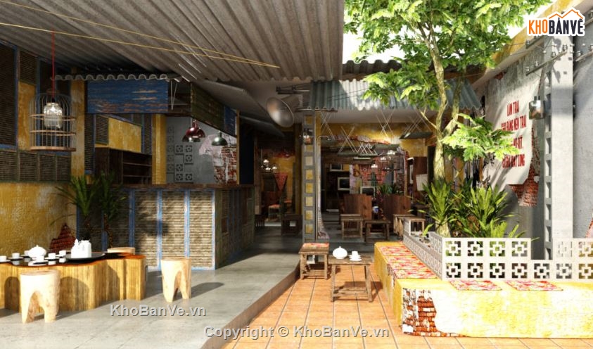 sketchup quán cafe,quán cafe sketchup,file sketchup quán cafe,quán cafe file sketchup,model su quá cafe