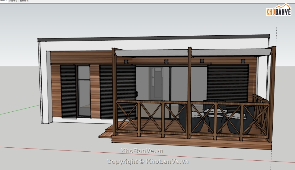 File sketchup nhà  bungalow,model su nhà  bungalow,file 3d nhà  bungalow,sketchup nhà  bungalow