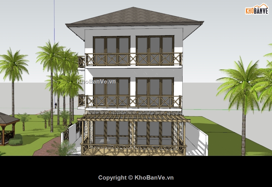 khách sạn,khách sạn 3 tầng,model khách sạn 3 tầng