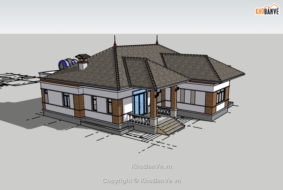 biệt thự 4 tầng,su biệt thự,sketchup biệt thự