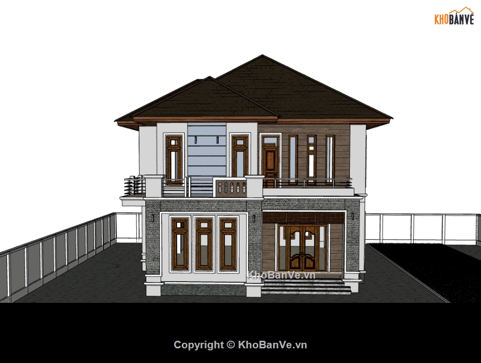 biệt thự 2 tầng,su biệt thự,sketchup biệt thự,su biệt thự 2 tầng