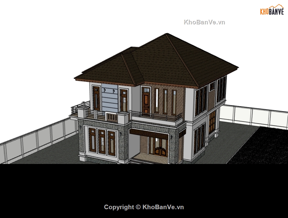 biệt thự 2 tầng,su biệt thự,sketchup biệt thự,su biệt thự 2 tầng