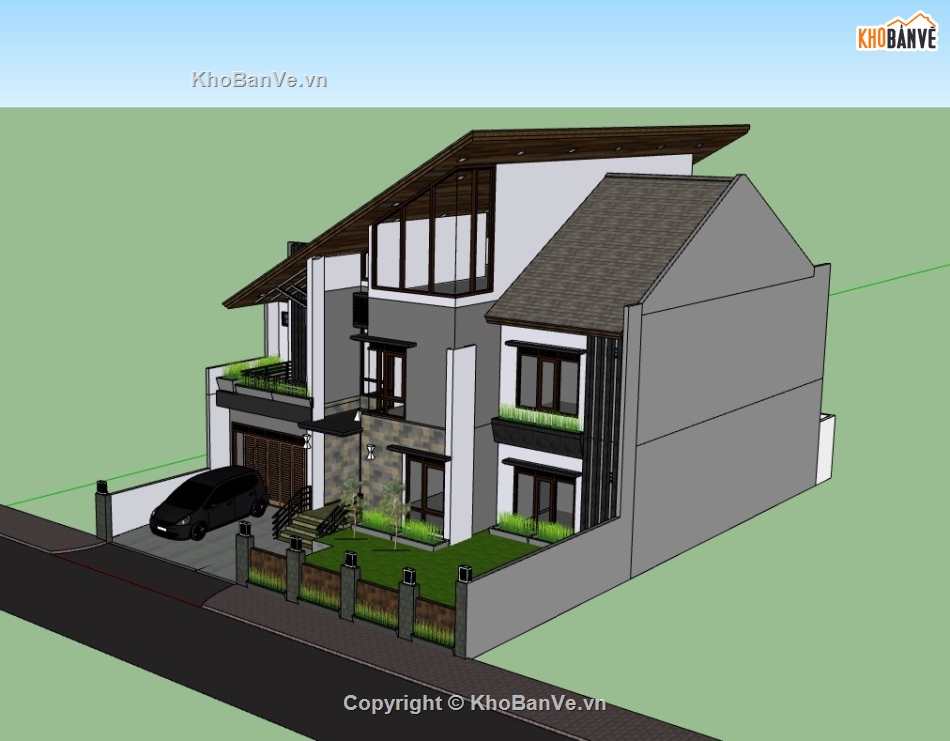 biệt thự 2 tầng,biệt thự sketchup,sketchup biệt thự,su biệt thự 2 tầng