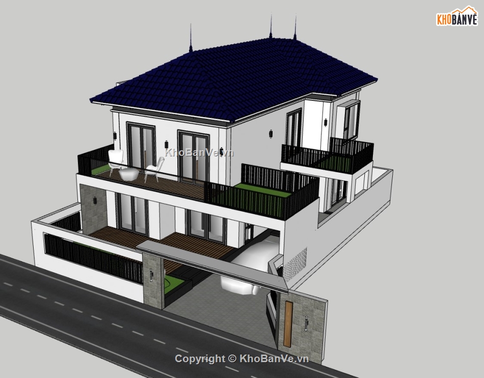 biệt thự 2 tầng,biệt thự sketchup,su biệt thự 2 tầng,sketchup biệt thự