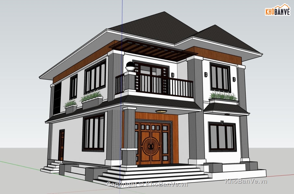 file sketchup biệt thự 2 tầng,model su biệt thự 2 tầng,phối cảnh biệt thự 2 tầng file su,file su dựng biệt thự 2 tầng