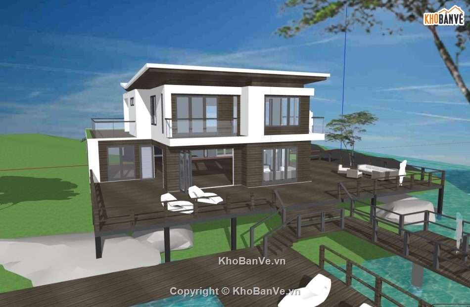biệt thự dựng file sketchup,sketchup dựng biệt thự 2 tầng,File sketchup biệt thự 2 tầng,sketchup biệt thự 2 tầng