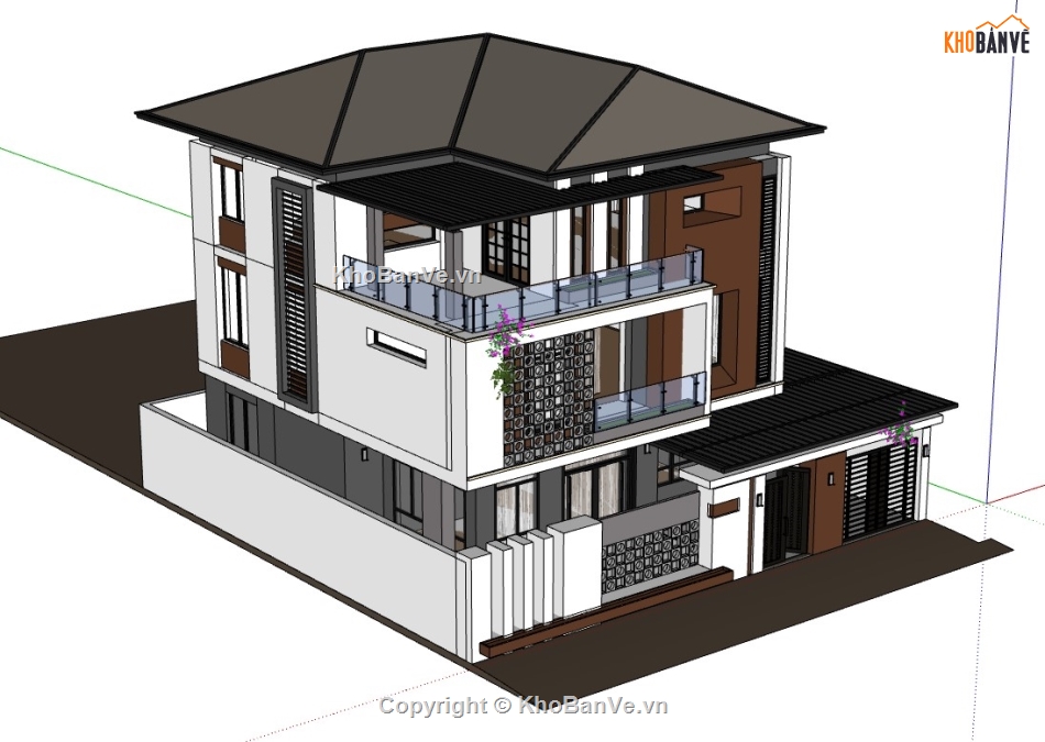 biệt thự 3 tầng,biệt thự sketchup,sketchup biệt thự,sketchup biệt thự 3 tầng