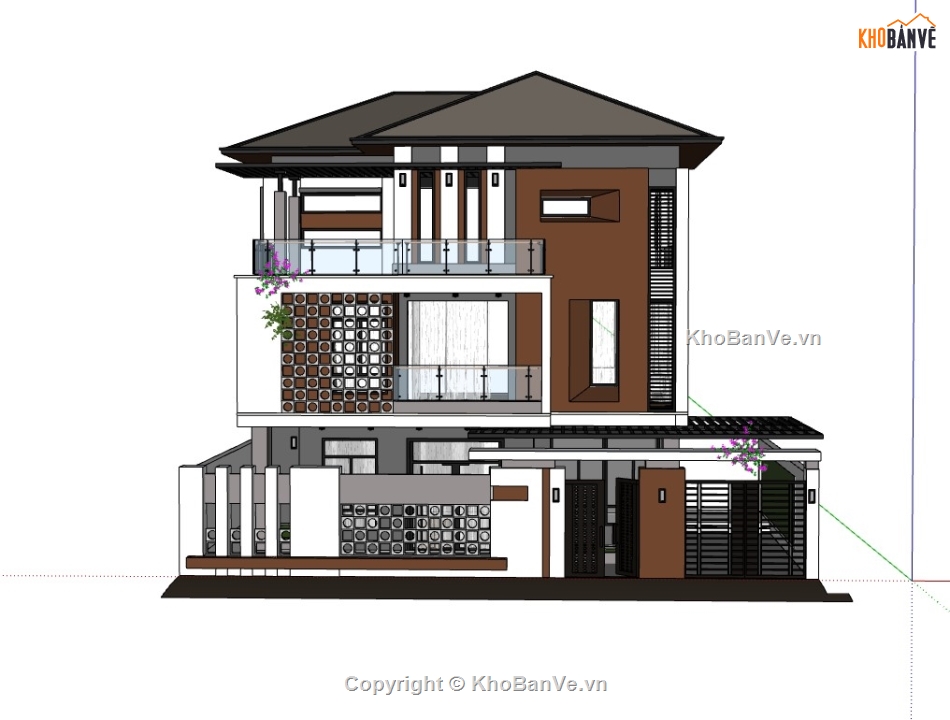 biệt thự 3 tầng,biệt thự sketchup,sketchup biệt thự,sketchup biệt thự 3 tầng