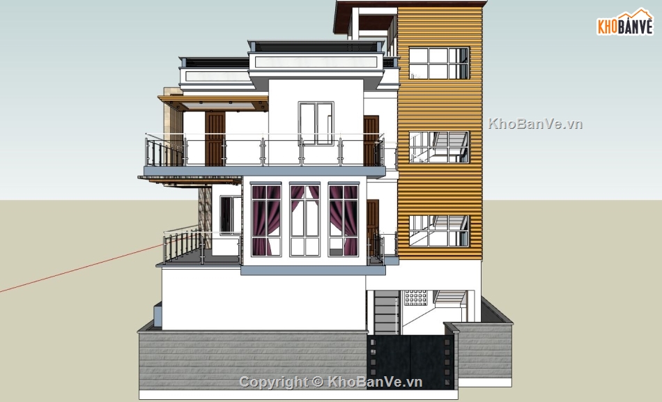 biệt thự 3 tầng,file sketchup biệt thự 3 tầng,biệt thự hiện đại