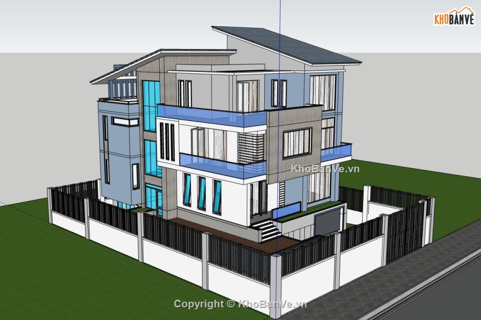 Biệt thự 3 tầng,model su biệt thự 3 tầng,file sketchup biệt thự 3 tầng,biệt thự 3 tầng file su,sketchup biệt thự 3 tầng