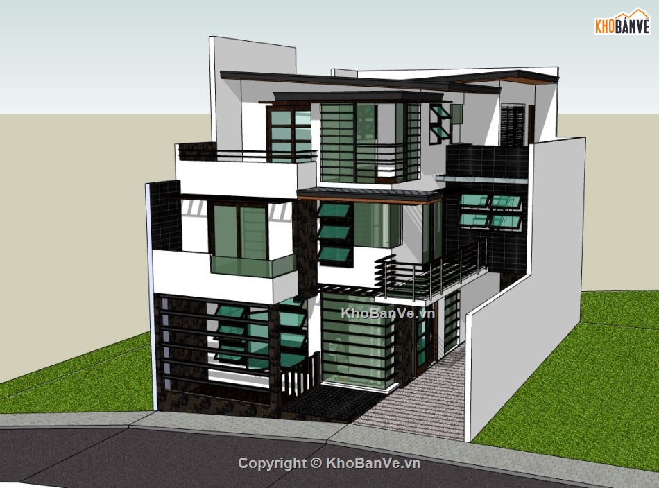 biệt thự 3 tầng,biệt thự sketchup,biệt thự 3 tầng đẹp,biệt thự đẹp 3 tầng