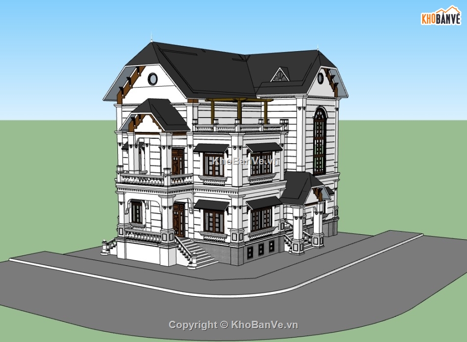 biệt thự 4 tầng,sketchup biệt thự,File sketchup biệt thự 4 tầng,sketchup biệt thự 4 tầng,biệt thự sketchup