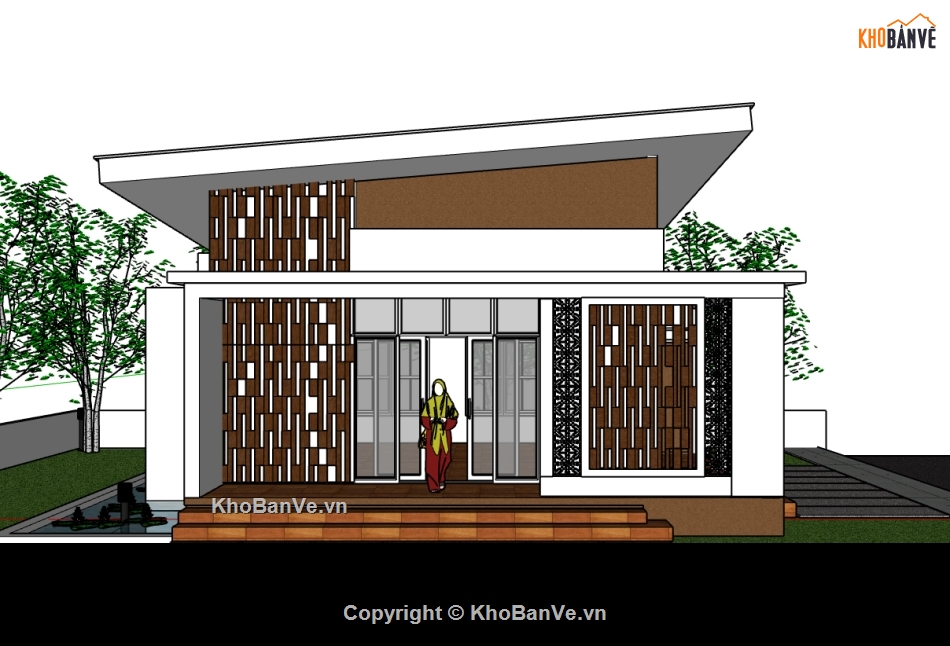 biệt thự 1 tầng,biệt thự sketchup,sketchup biệt thự 1 tầng,sketchup biệt thự