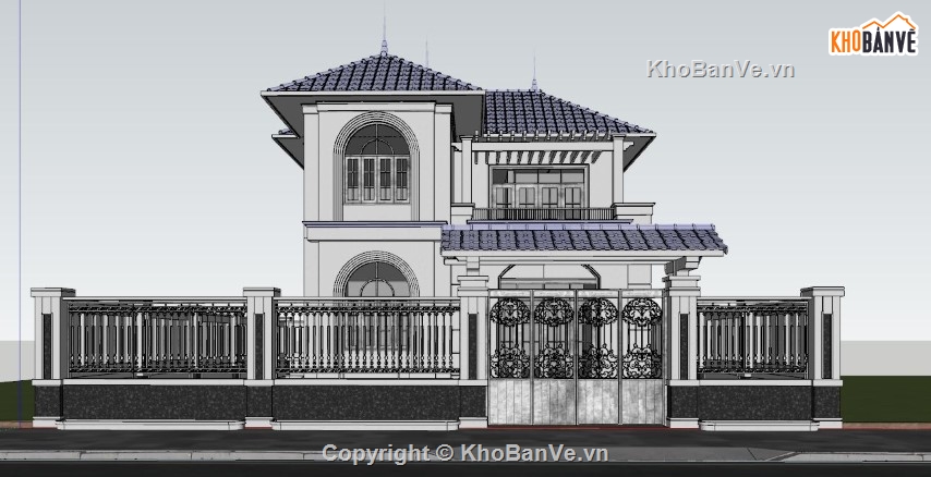 biệt thự 2.5 tầng,biệt thự 2 tầng,biệt thự sketchup