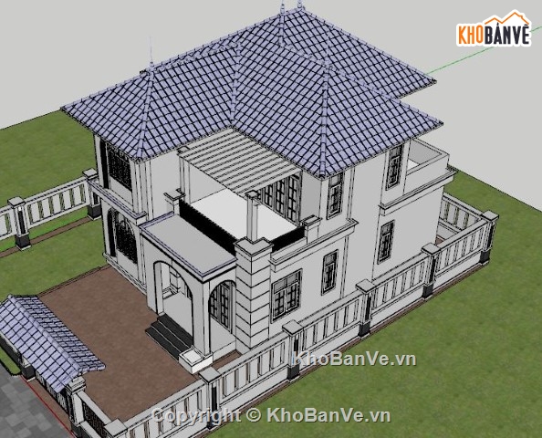 biệt thự 2.5 tầng,biệt thự 2 tầng,biệt thự sketchup