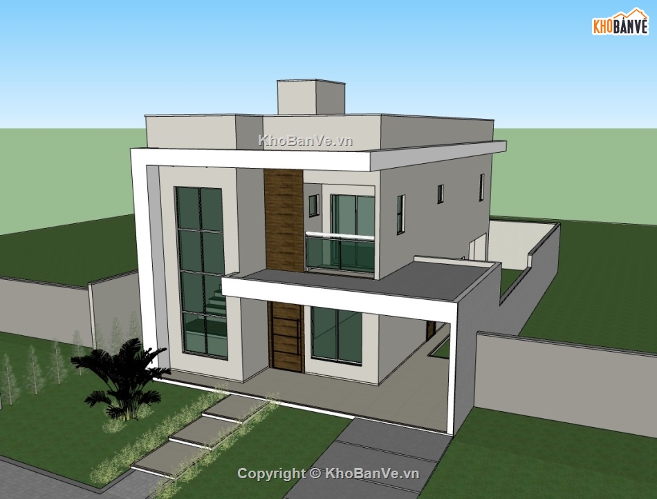 biệt thự 2 tầng,su biệt thự,sketchup biệt thự 2 tầng