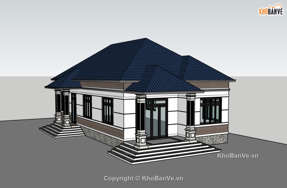 su biệt thự,sketchup biệt thự,sketchup biệt thự 1 tầng,su biệt thự 1 tầng