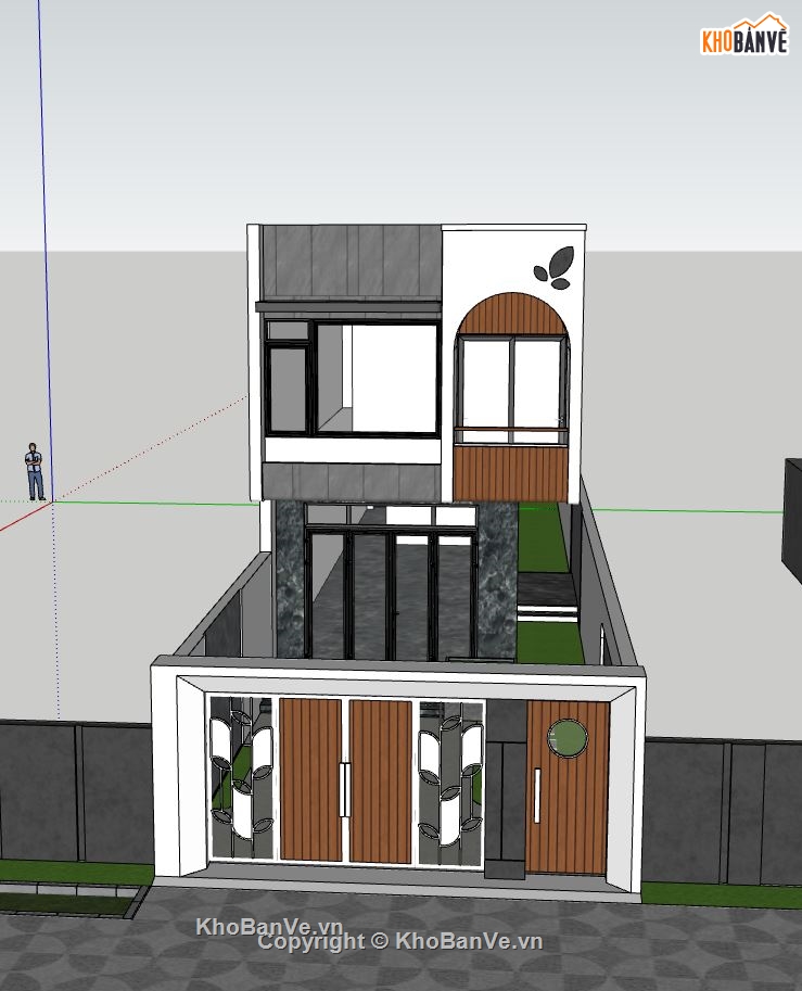 nhà phố 2 tầng,sketchup nhà phố hiện đại,nhà phố dt nhỏ