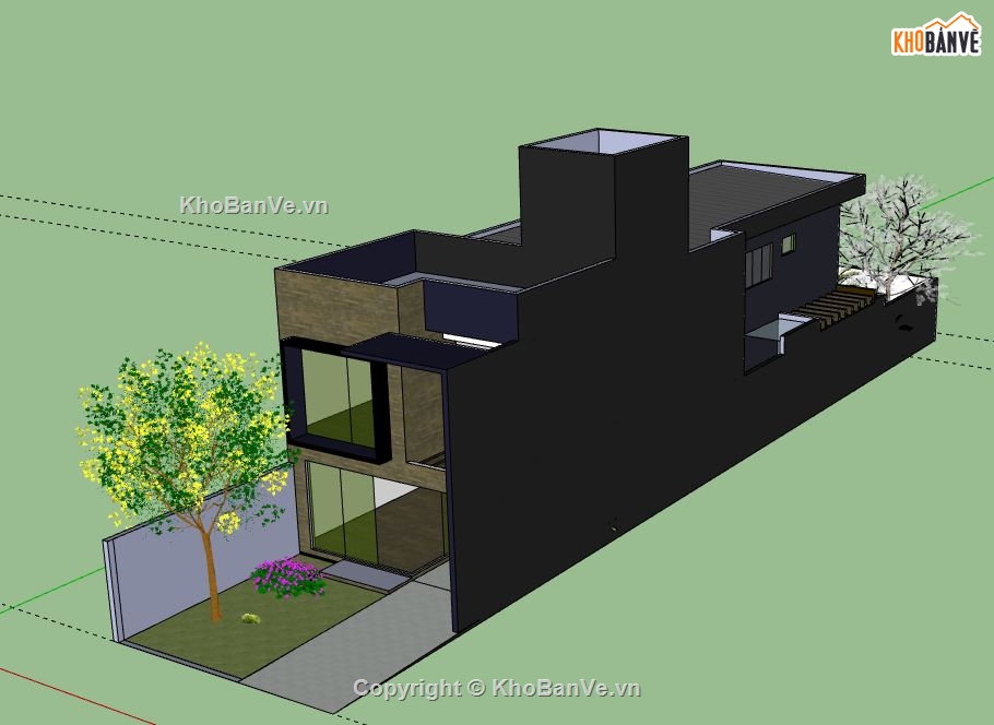 Nhà phố 2 tầng,nhà phố 2 tầng file su,nhà phố 2 tầng sketchup,file sketchup nhà phố 2 tầng,mẫu nhà phố 2 tầng model su