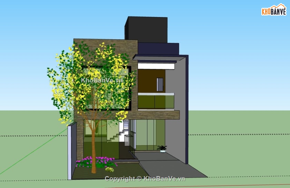 Nhà phố 2 tầng,nhà phố 2 tầng file su,nhà phố 2 tầng sketchup,file sketchup nhà phố 2 tầng,mẫu nhà phố 2 tầng model su