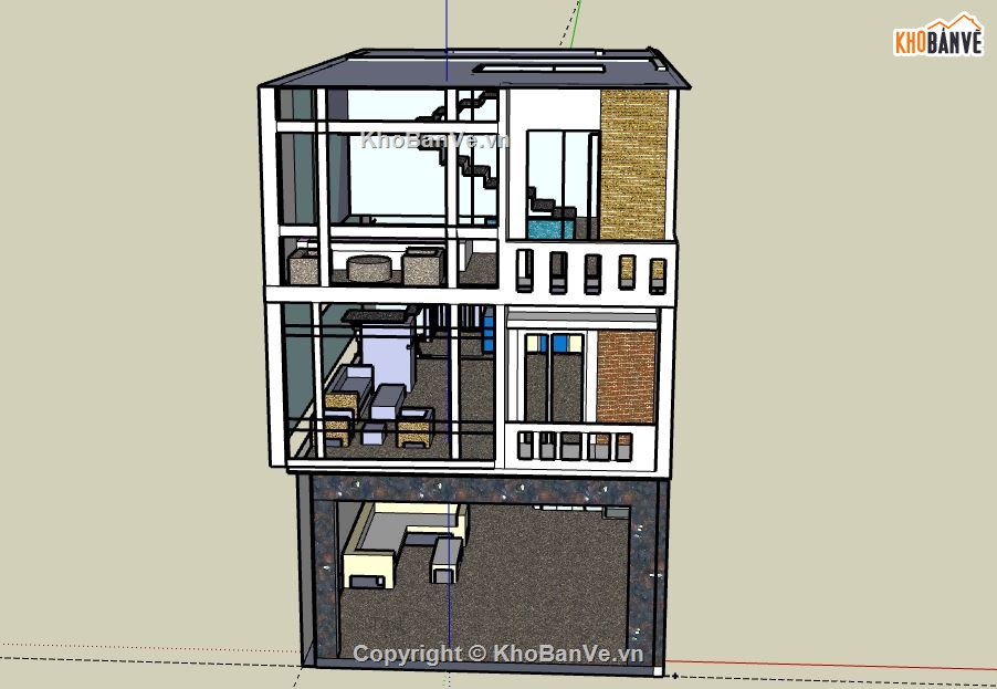 Nhà phố 3 tầng,model su nhà phố 3 tầng,file su nhà phố 3 tầng,file nhà phố 3 tầng sketchup,sketchup nhà phố 3 tầng