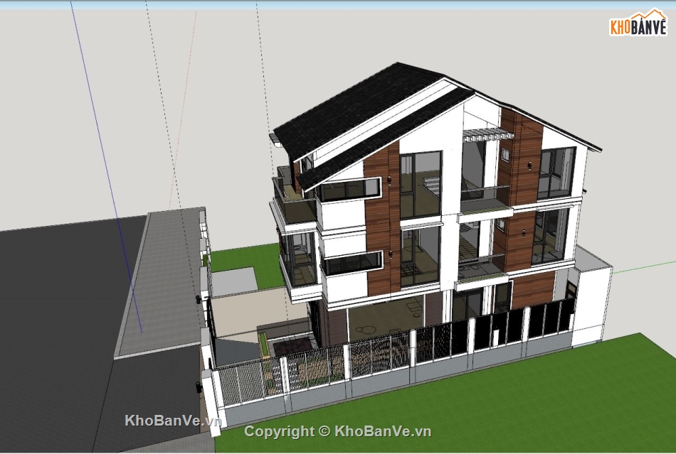 Nhà phố 3 tầng,file su nhà phố 3 tầng,model su nhà phố 3 tầng,nhà 3 tầng file su