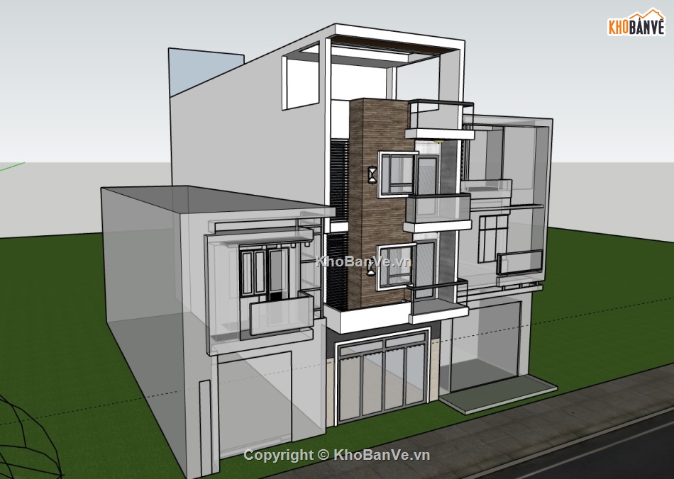 nhà 4 tầng,nhà phố 4 tầng,su nhà phố,sketchup nhà phố