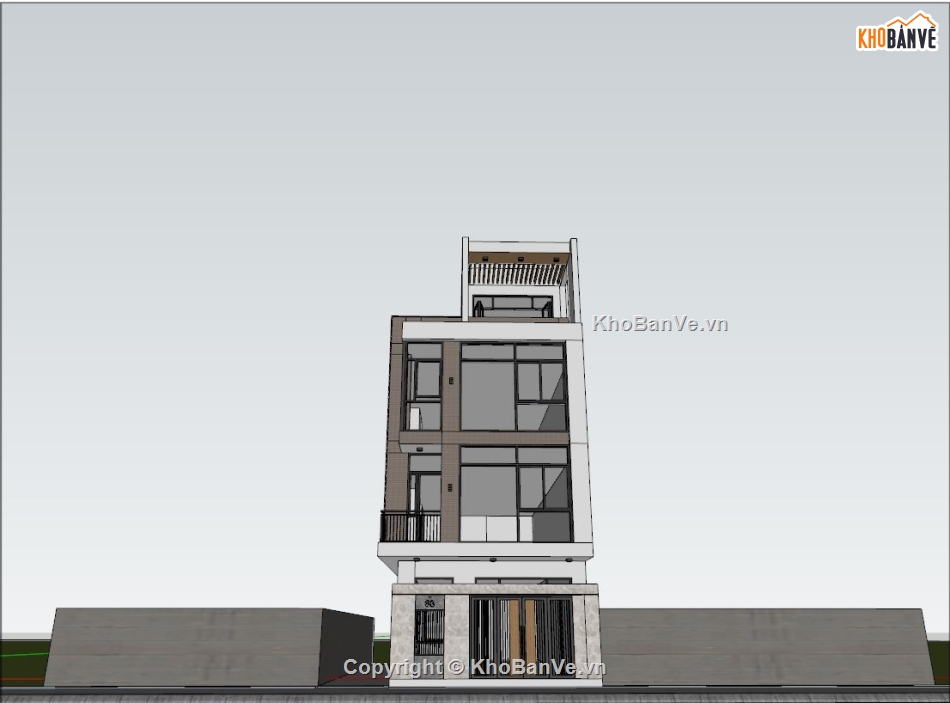 File sketchup nhà phố 4 tầng,nhà phố 4 tầng 5.8x14.5m,nhà phố 4 tầng sketchup,Model su nhà phố 4 tầng,Sketchup nhà phố 4 tầng