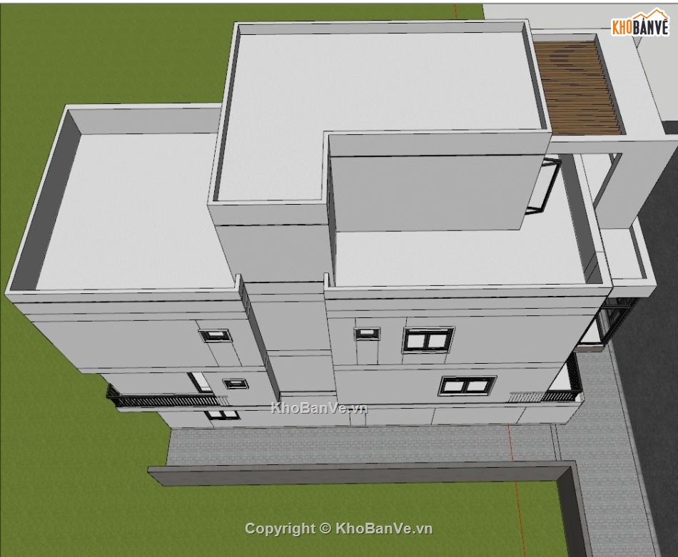 File sketchup nhà phố 4 tầng,nhà phố 4 tầng 5.8x14.5m,nhà phố 4 tầng sketchup,Model su nhà phố 4 tầng,Sketchup nhà phố 4 tầng
