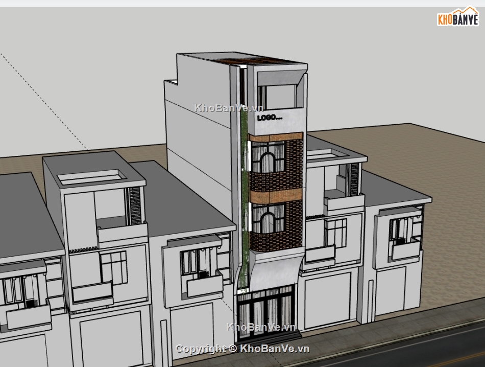 su nhà phố,sketchup nhà phố,nhà phố