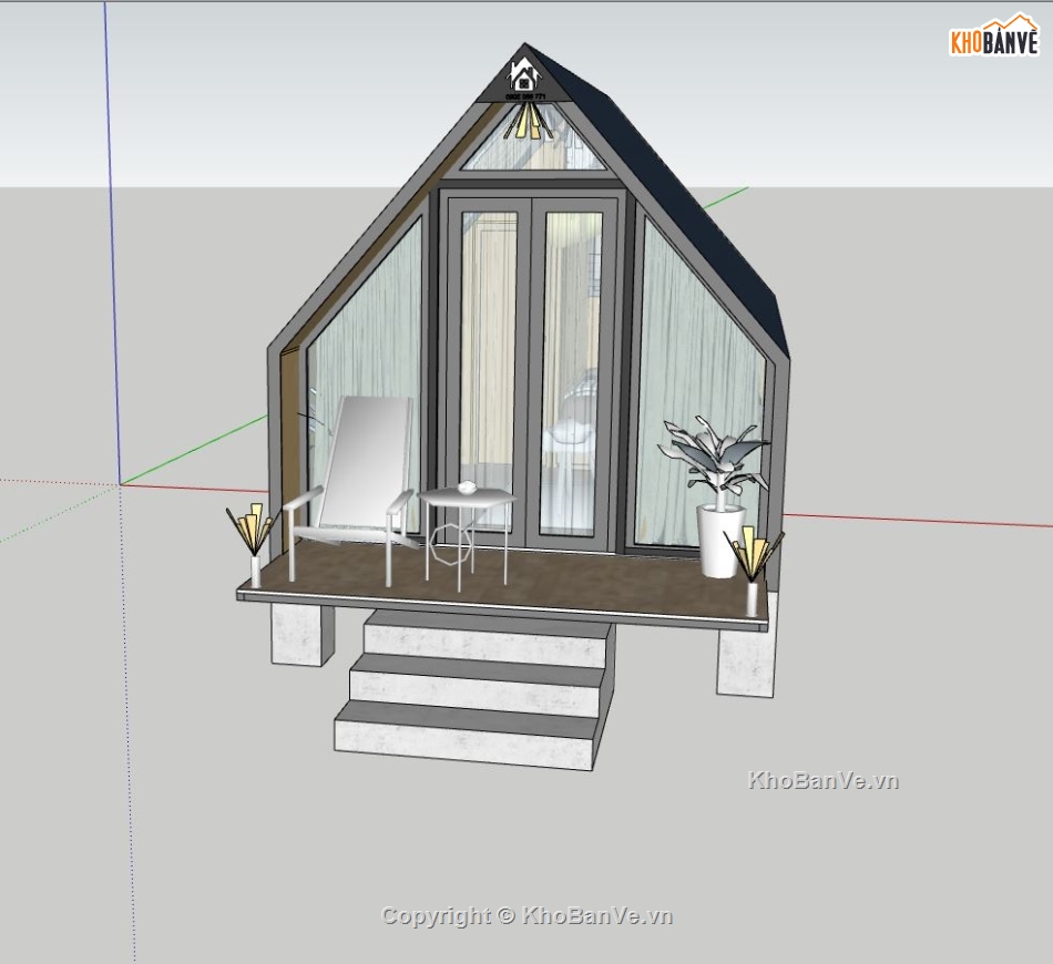 nhà di động tam giác,nhà di dộng su,3d sketchup nhà di động