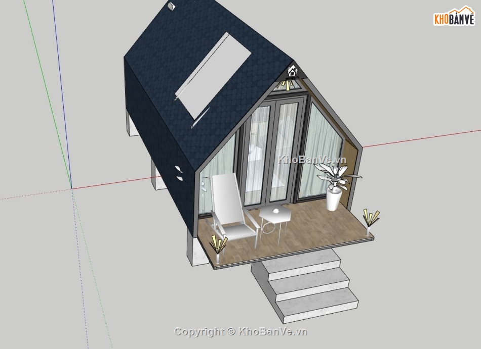 nhà di động tam giác,nhà di dộng su,3d sketchup nhà di động