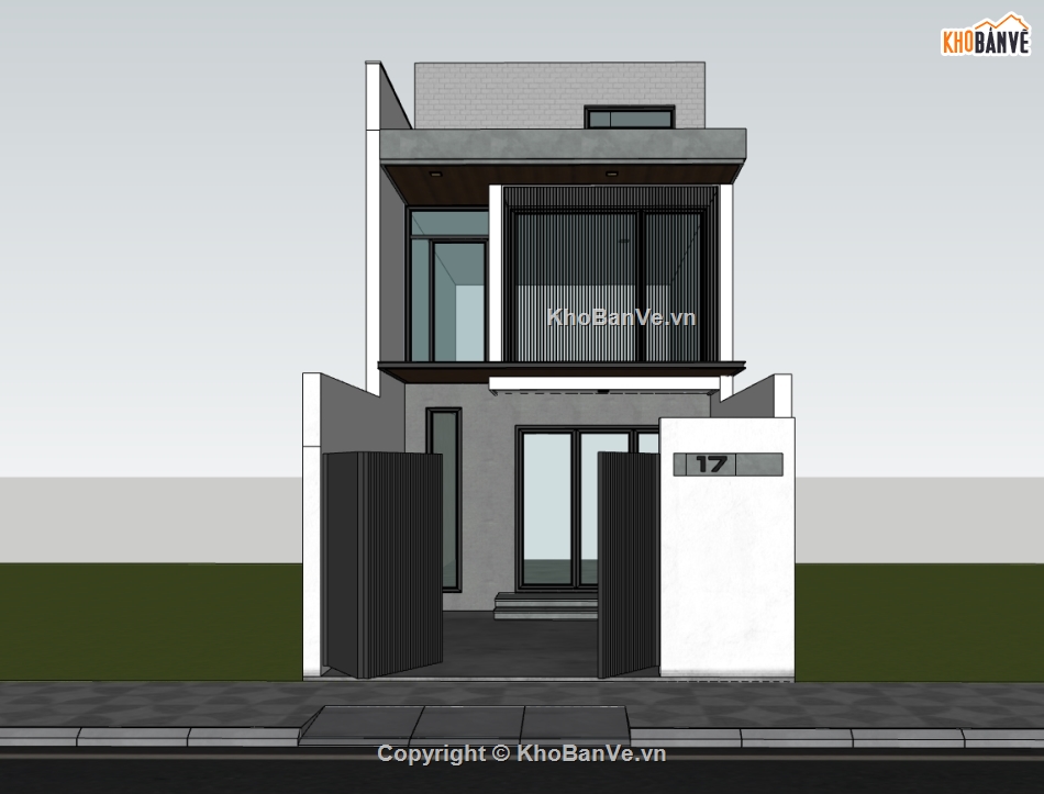 su nhà phố,sketchup nhà phố,nhà phố 2 tầng