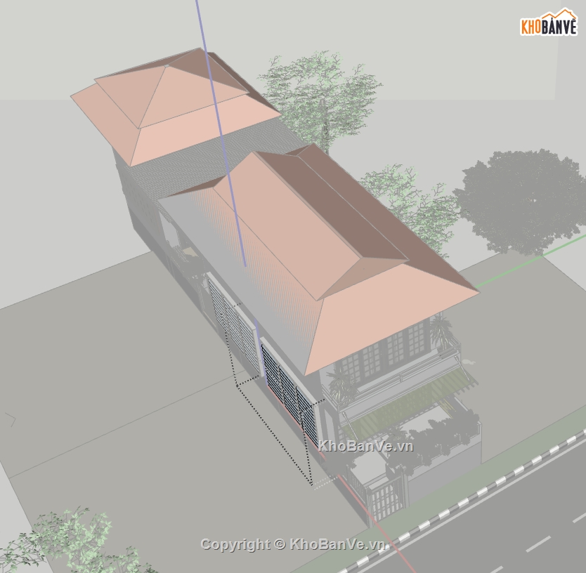 mẫu sketchup nhà phố 2 tầng,file sketchup nhà phố,file su nhà phố 2 tầng,model sketchup nhà phố 2 tầng