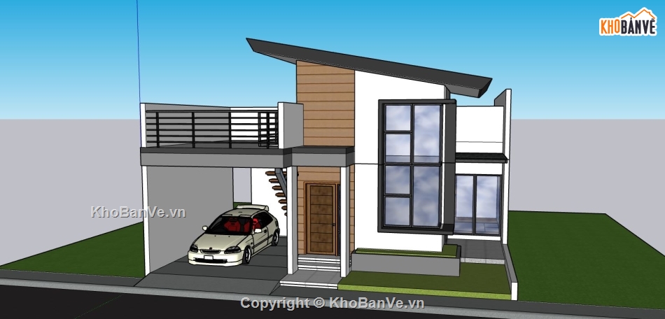 nhà phố 2 tầng,sketchup nhà phố 2 tầng,phối cảnh nhà phố 2 tầng,thiết kế nhà phố 2 tầng