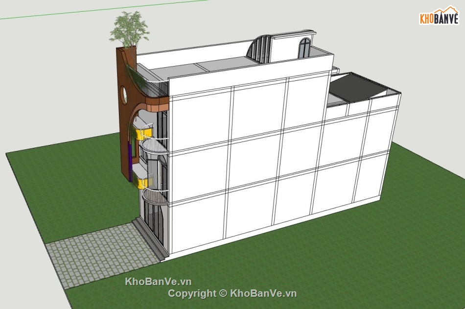 nhà phố 3 tầng,sketchup nhà phố,mẫu nhà phố 3 tầng đẹp,nhà phố hiện đại