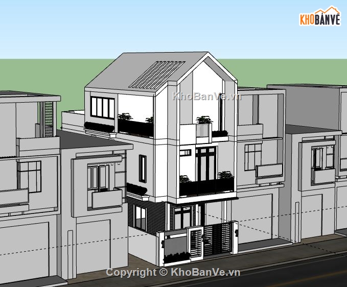 nhà phố 3 tầng,nhà phố,model nhà phố