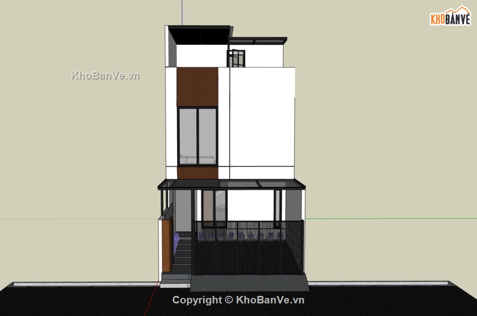 nhà phố 3 tầng,su nhà phố,sketchup nhà phố