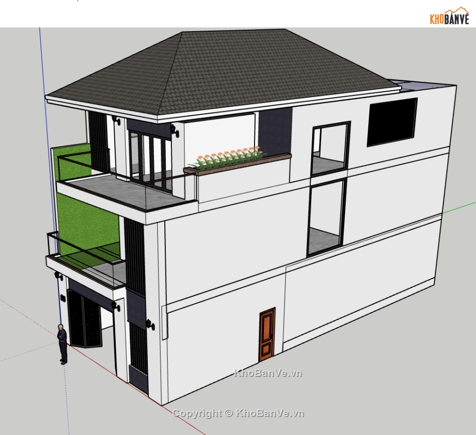 Nhà phố 3 tầng file su,model sketchup Nhà phố 3 tầng,model su Nhà phố 3 tầng,file su Nhà phố 3 tầng