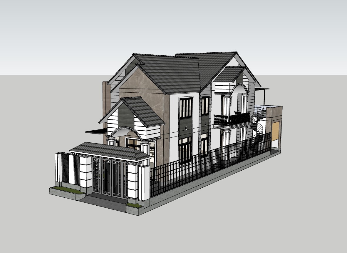 su nhà phố,sketchup nhà phố,su nhà phố 2 tầng,sketchup nhà phố 2 tầng