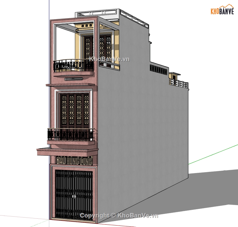 nhà phố file su,model su nhà phố,model sketchup nhà phố,file 3d nhà phố