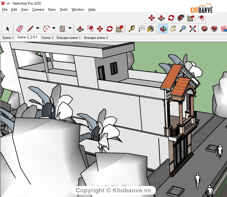 Su nhà phố 2 tầng,sketchup nhà phố,file su nhà phố  2 tầng,sketchup nhà phố 2 tầng hiện đại