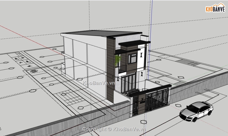 file sketchup dựng nhà phố 2 tầng,nhà phố 2 tầng dựng model su,sketchup nhà phố 2 tầng