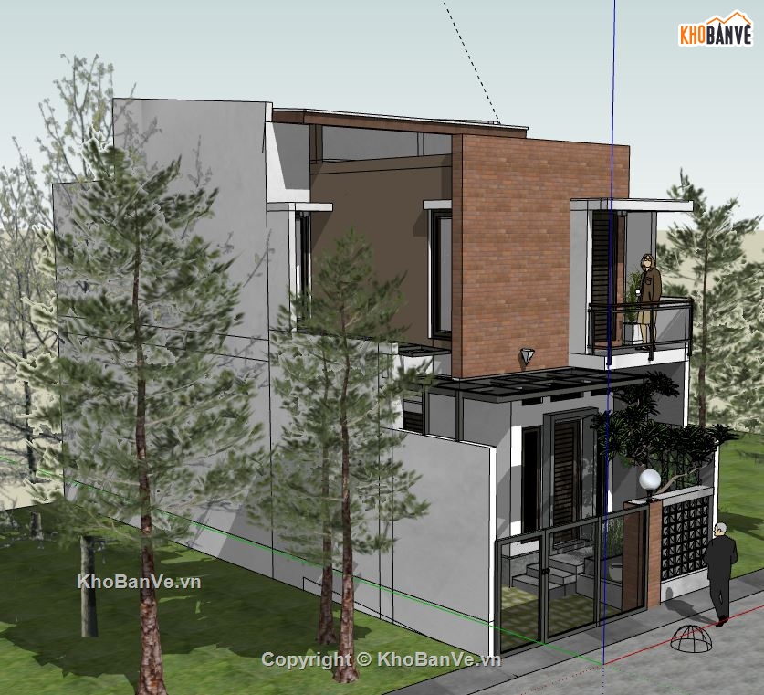 Nhà phố 2 tầng,model su nhà phố 2 tầng,sketchup nhà phố 2 tầng,nhà phố 2 tầng file su,file sketchup nhà phố 2 tầng
