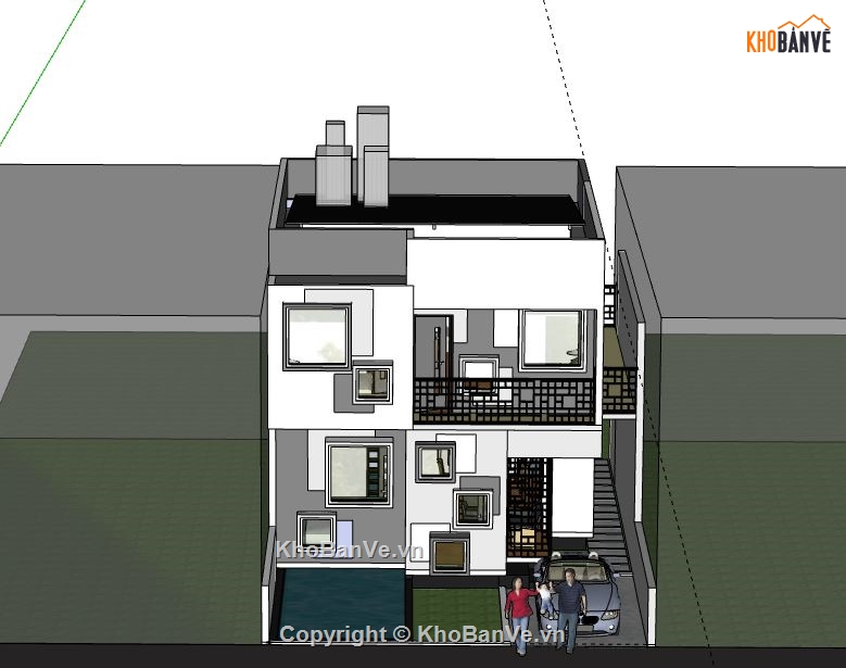 Nhà phố 2 tầng,model su nhà phố 2 tầng,file sketchup nhà phố 2 tầng,nhà phố 2 tầng sketchup
