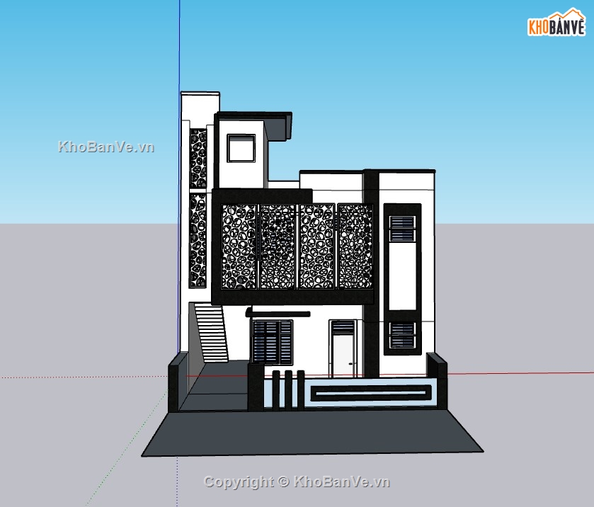 su nhà phố,su nhà phố 2 tầng,sketchup nhà phố