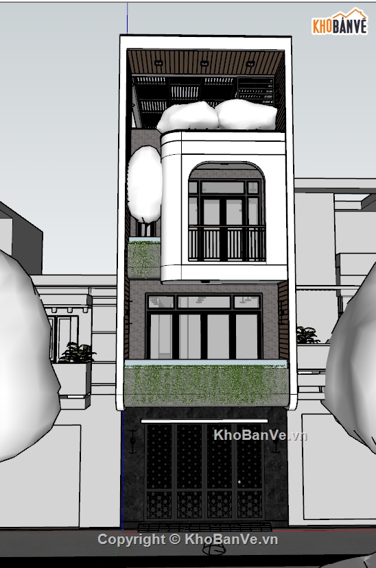 sketchup nhà phố 3 tầng,nhà phố 3 tầng sketchup,model sketchup nhà phố,3d su nhà phố 3 tầng,nhà phố 3 tầng 5x24m