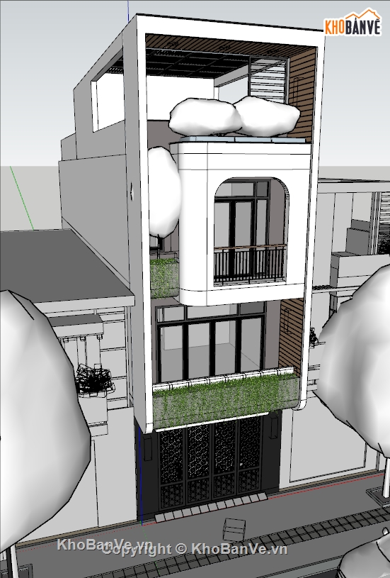 sketchup nhà phố 3 tầng,nhà phố 3 tầng sketchup,model sketchup nhà phố,3d su nhà phố 3 tầng,nhà phố 3 tầng 5x24m